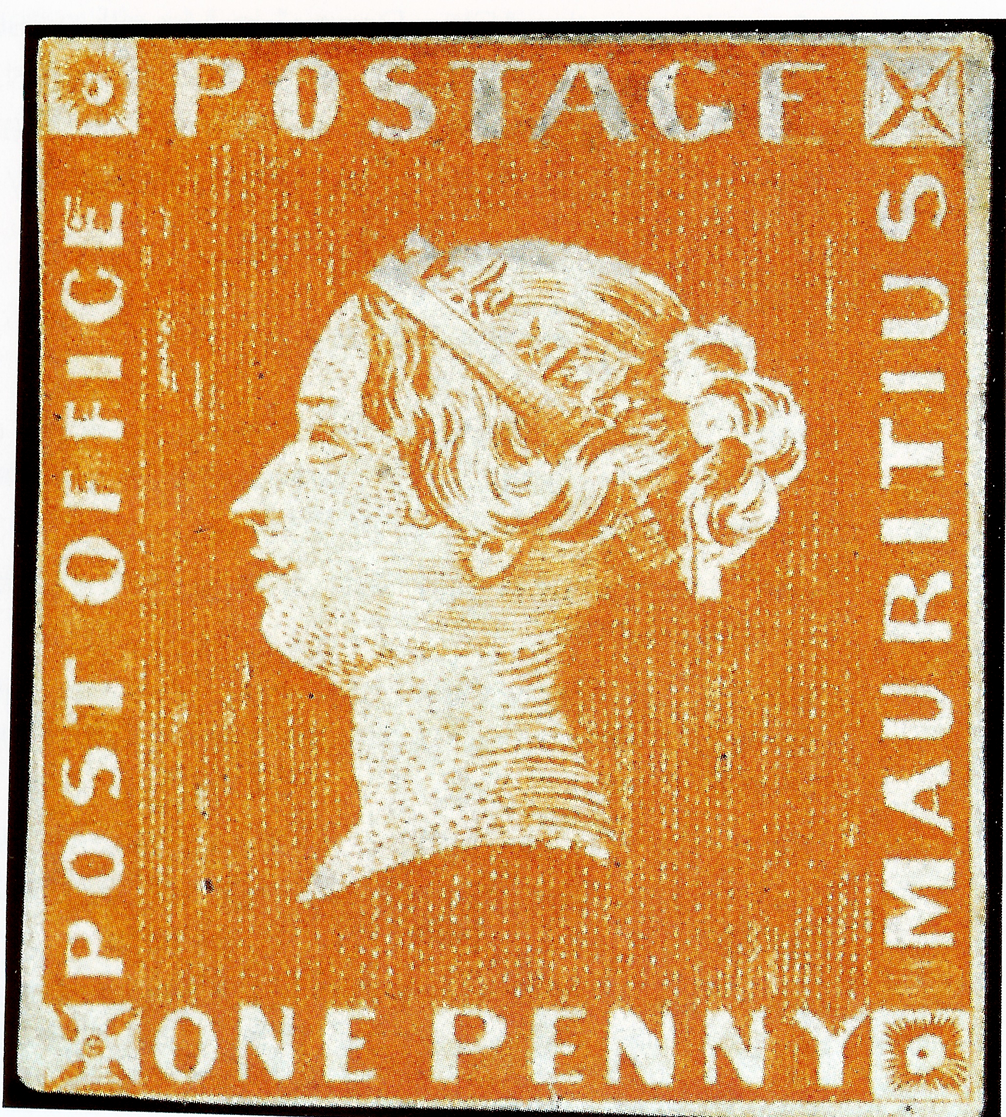 Mauritius Post Office One Penny orange stamp 1847 - one of the rarest stamps in the world